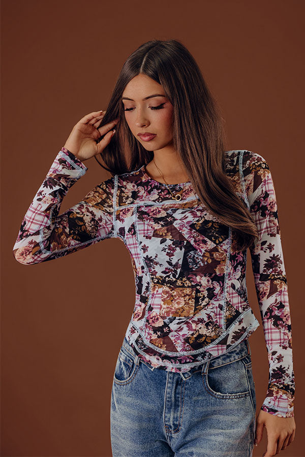 Posh Mindset Floral Mesh Top in Sky Blue Image - 2
