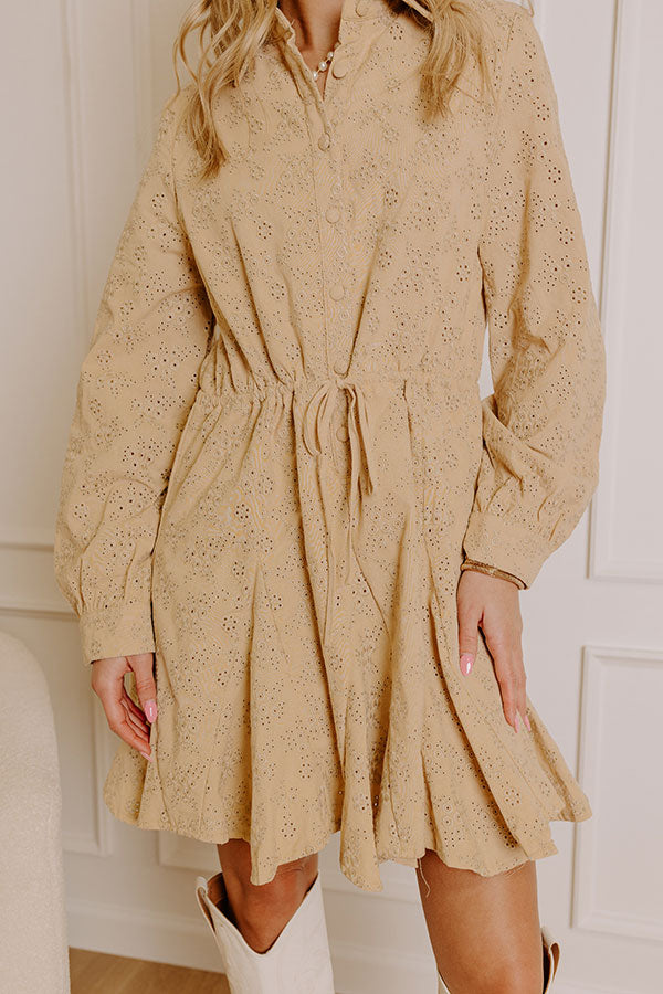Blissful Smile Eyelet Mini Dress L / beige Blissful Smile Eyelet Mini Dress L / beige