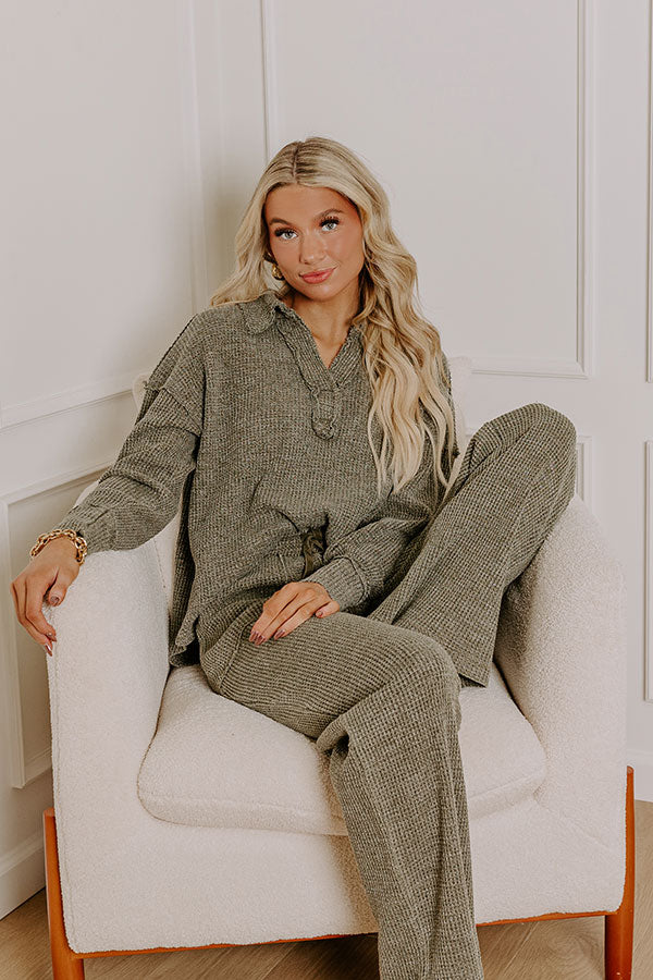 Cozy Haven Vintage Wash Knit Top in Olive