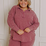 Cozy Haven Vintage Wash Knit Top in Sangria Curves Image - 1