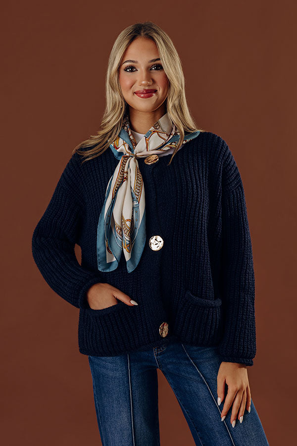 Cozy Cuddles Knit Cardigan in Navy Image - 2