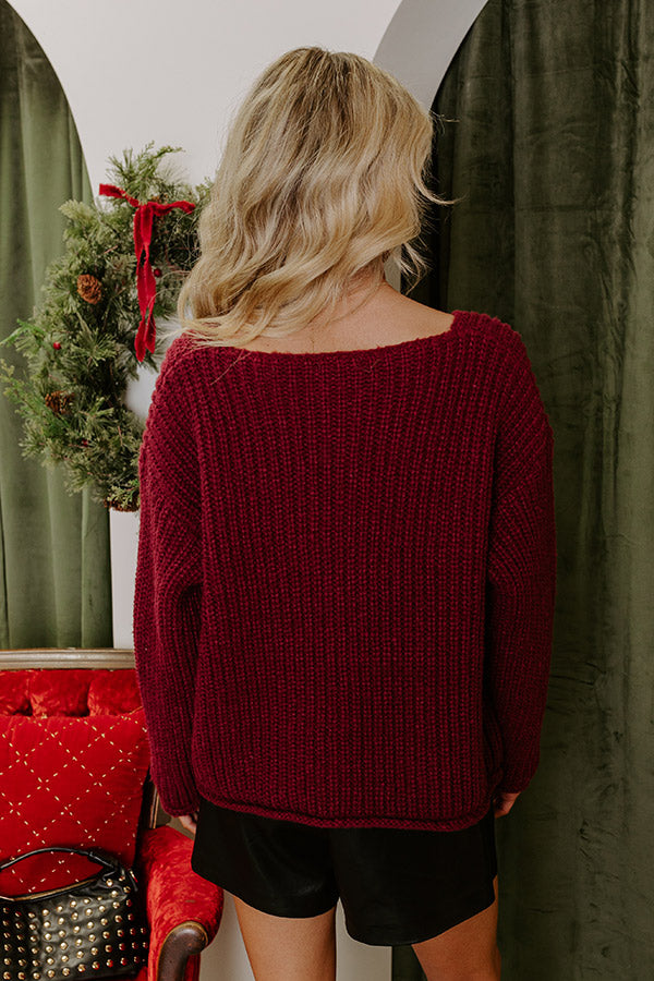 Cozy Cuddles Knit Cardigan in Maroon