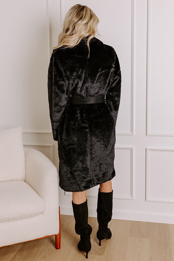 Warm Embrace Plush Coat In Black