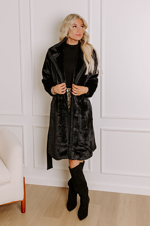 Warm Embrace Plush Coat In Black