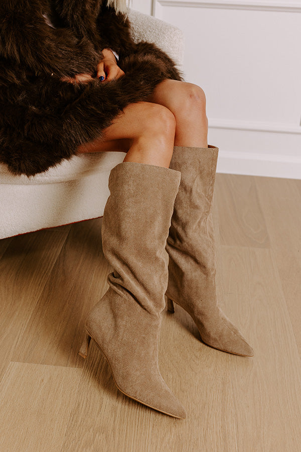 The Sadie Faux Suede Boot in Taupe