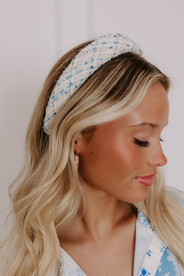 Girl Boss Tweed Headband in Beige