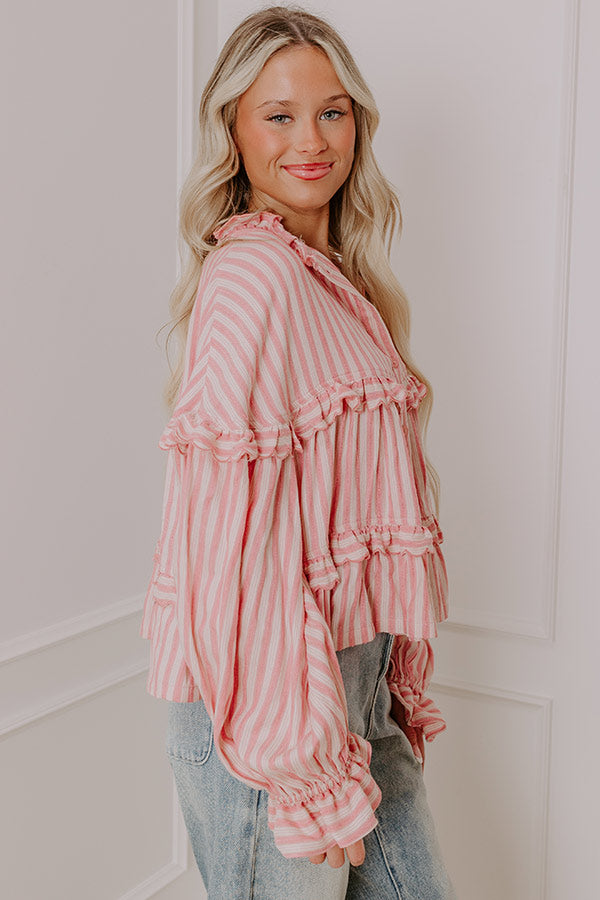 Sippin' Rose Stripe Top