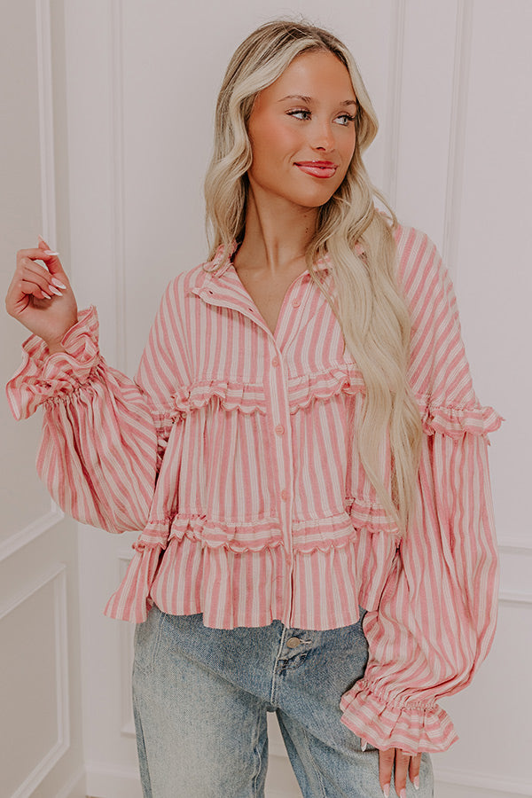 Sippin' Rose Stripe Top