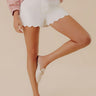 The Gracie High Waist Denim Shorts in Ivory Image - 1