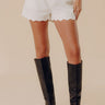 The Gracie High Waist Denim Shorts in Ivory Image - 1