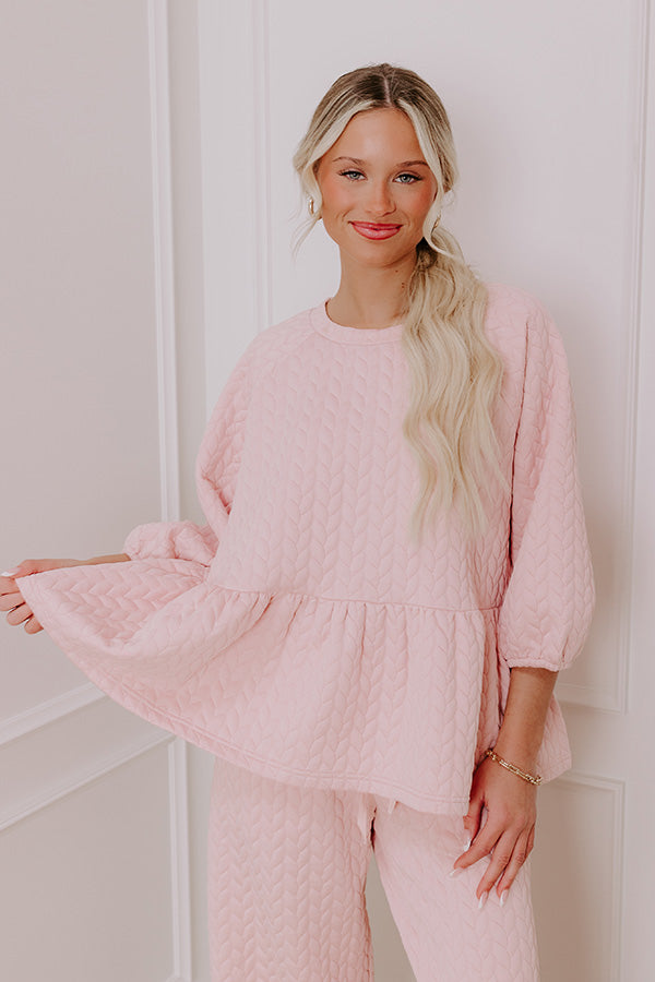 Chic A La Mode Knit Peplum Top in Pink