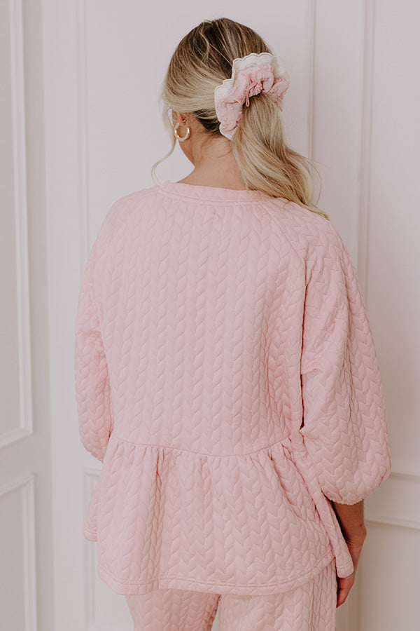 Chic A La Mode Knit Peplum Top in Pink