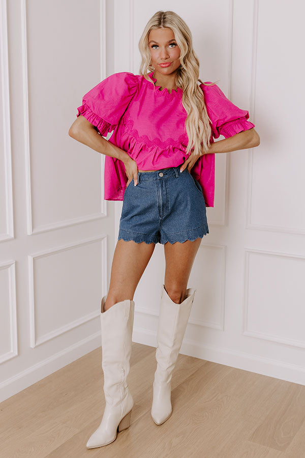 The Gracie High Waist Denim Shorts in Dark Wash