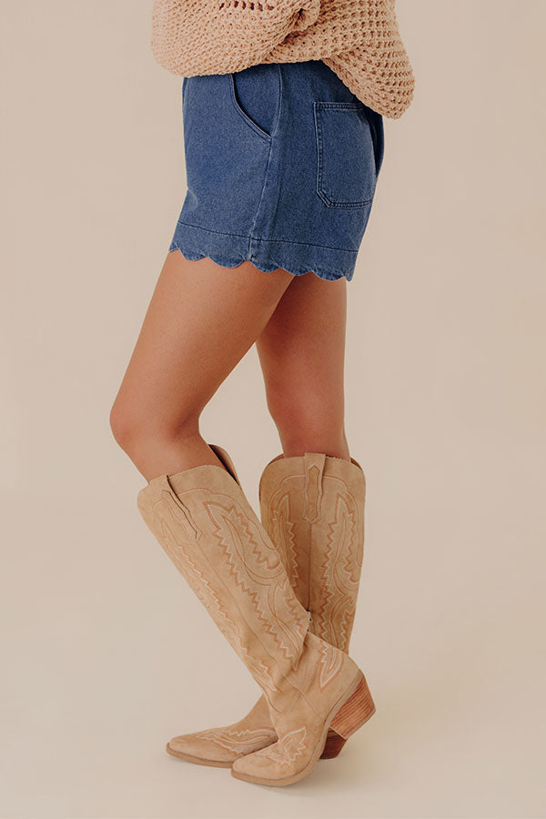 The Gracie High Waist Denim Shorts in Dark Wash Image - 3