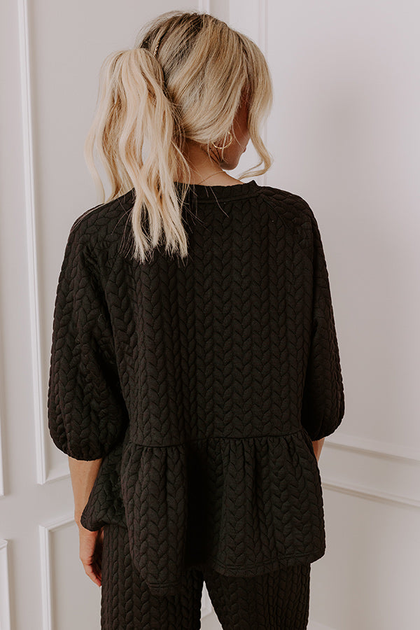 Chic A La Mode Knit Peplum Top in Black