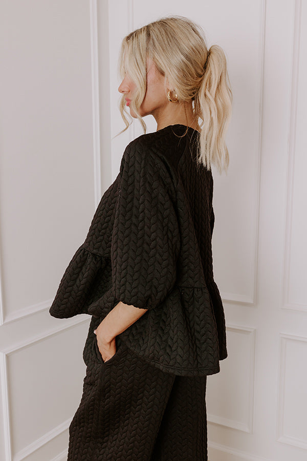 Chic A La Mode Knit Peplum Top in Black