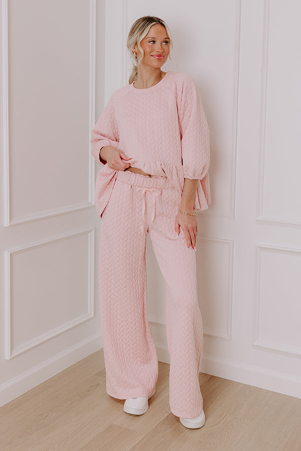 Chic A La Mode High Waist Knit Pants in Pink