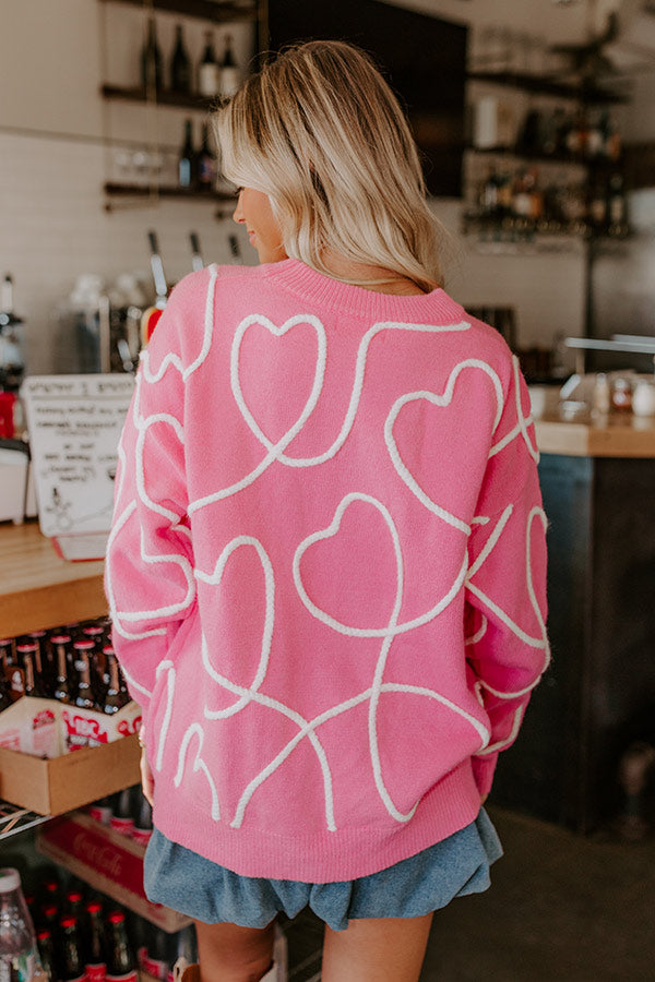 Candy Hearts Embroidered Knit Sweater