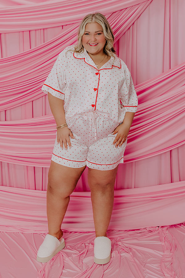 Stolen Hearts High Waist Satin Pajama Shorts   