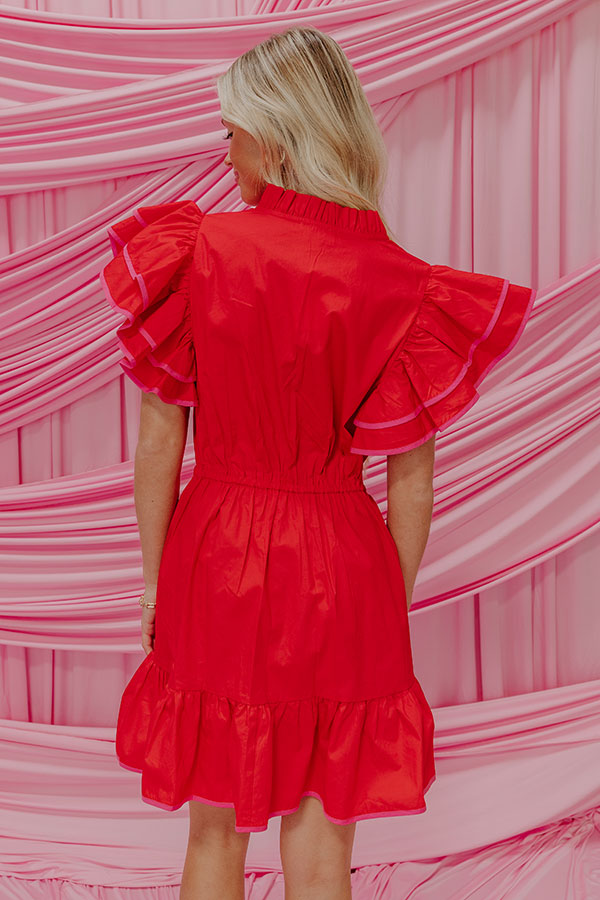 Red Wine Sippin' Ruffle Mini Dress M / Red Red Wine Sippin' Ruffle Mini Dress M / Red