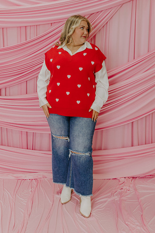 Hugs And Kisses Vest Top in Red Curves