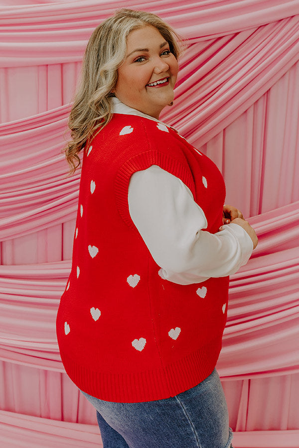 Hugs And Kisses Vest Top in Red Curves