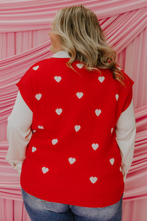 Hugs And Kisses Vest Top in Red Curves