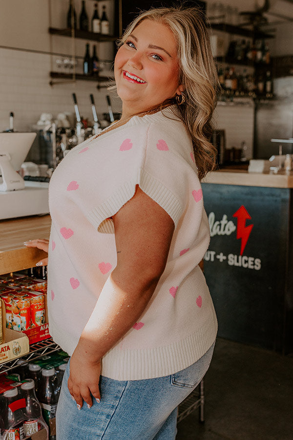 Hugs And Kisses Vest Top in Cream Curves