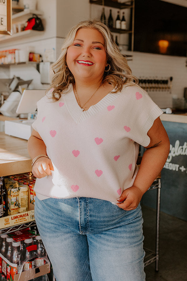 Hugs And Kisses Vest Top in Cream Curves