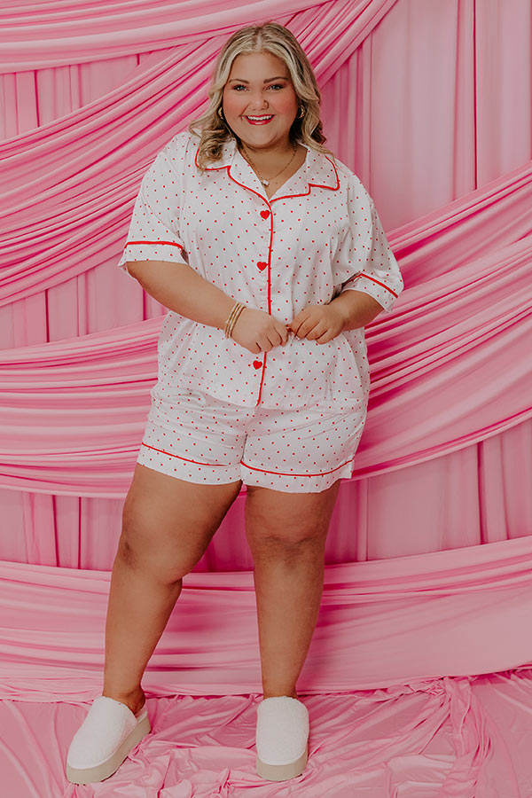 Stolen Hearts Satin Pajama Top Curves