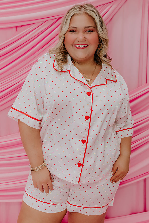 Stolen Hearts Satin Pajama Top Curves