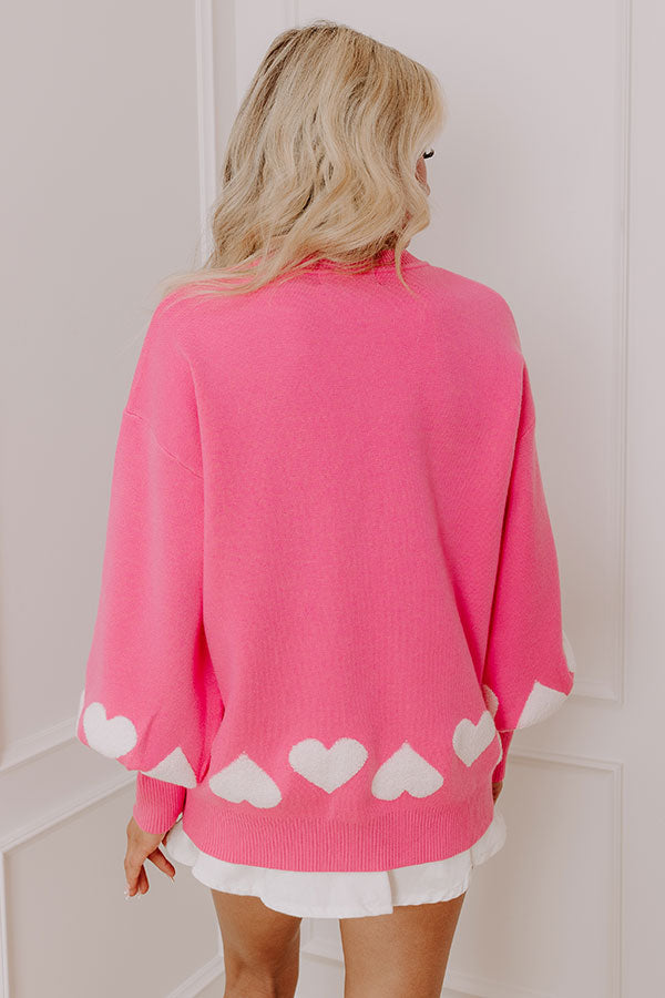 Open Heart Knit Sweater in Pink