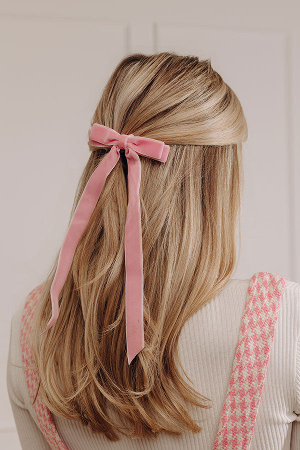 Cue The Charm Velvet Bow Hair Clip