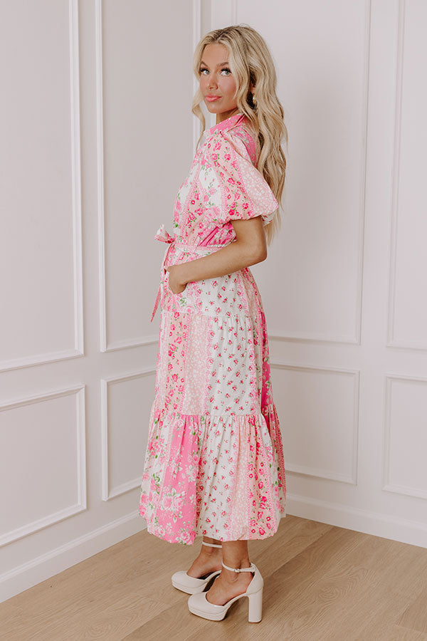 Love-Struck Floral Midi in Pink