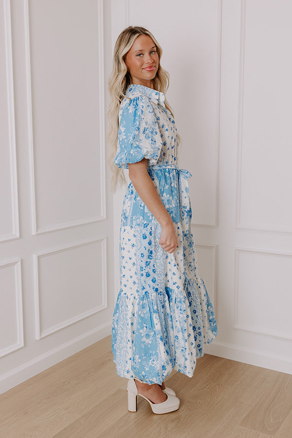 Love-Struck Floral Midi in Sky Blue