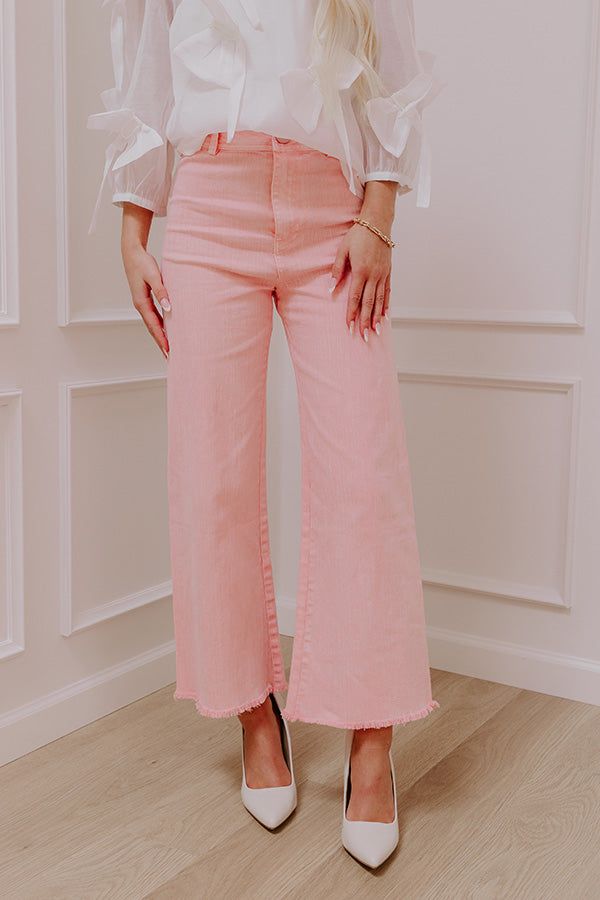 The Chloe Midrise Wide Leg Jean in Pink