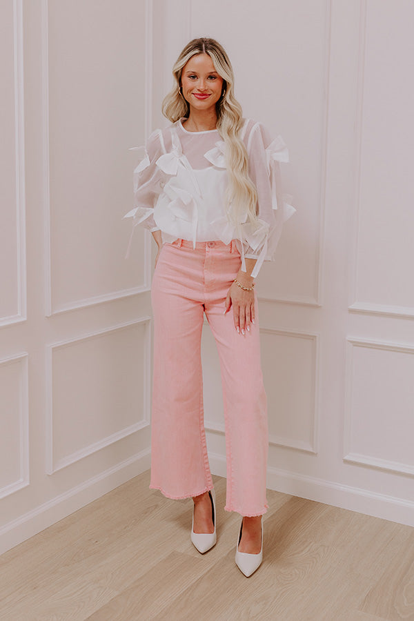 The Chloe Midrise Wide Leg Jean in Pink