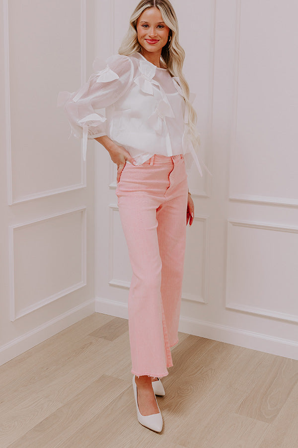 The Chloe Midrise Wide Leg Jean in Pink