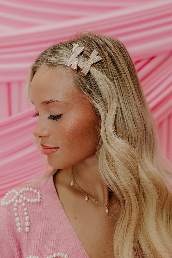 Country Club Charm Bow Hair Clip Set