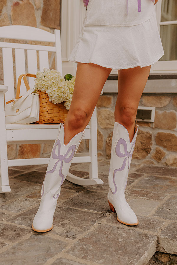 The Dolly Faux Leather Cowboy Boot in Lavender