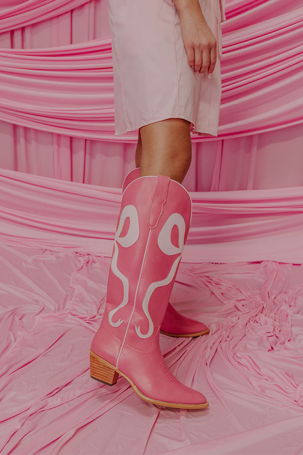 The Dolly Faux Leather Cowboy Boot in Pink