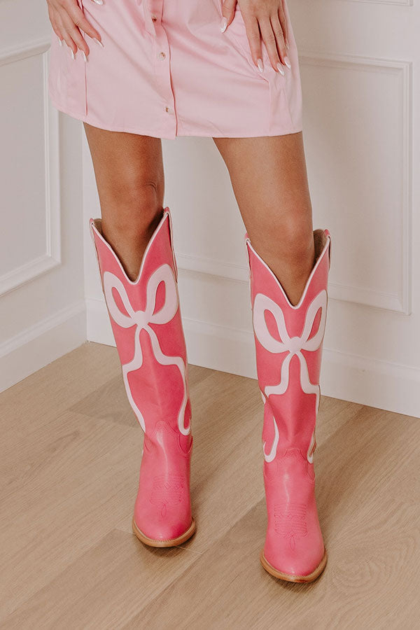 The Dolly Faux Leather Cowboy Boot in Pink