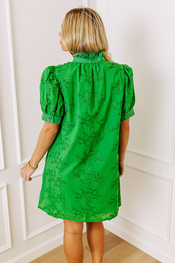 Sunday Brunch Embroidered Mini Dress in Kelly Green