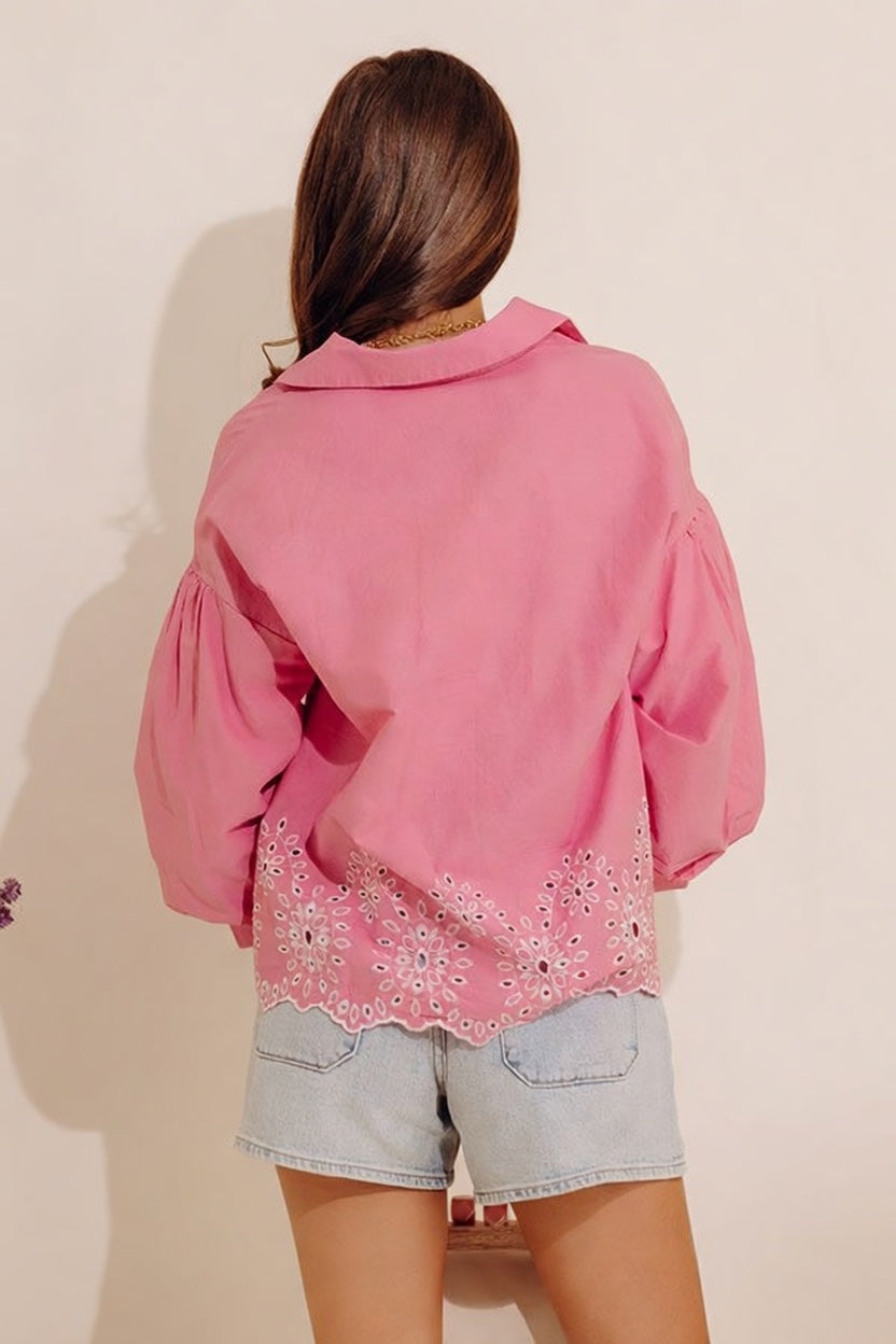 Kind Gesture Eyelet Top in Blush Image - 5