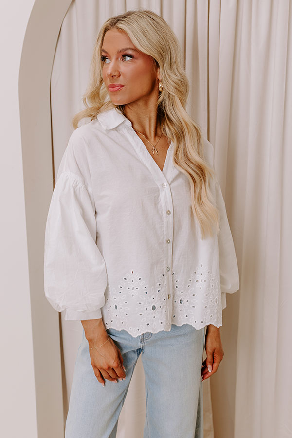 Kind Gesture Eyelet Top in White