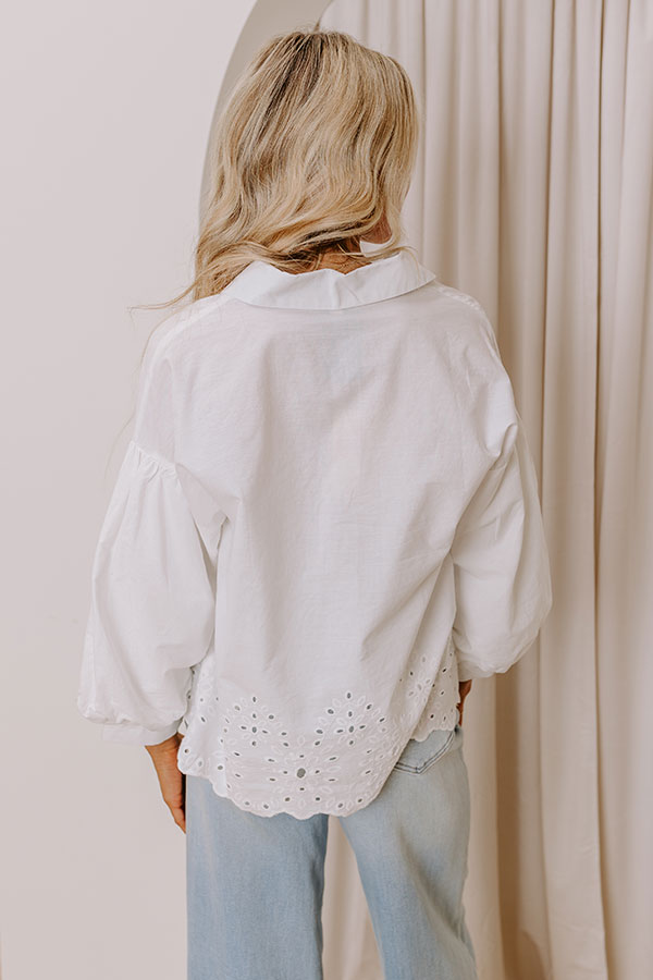 Kind Gesture Eyelet Top in White