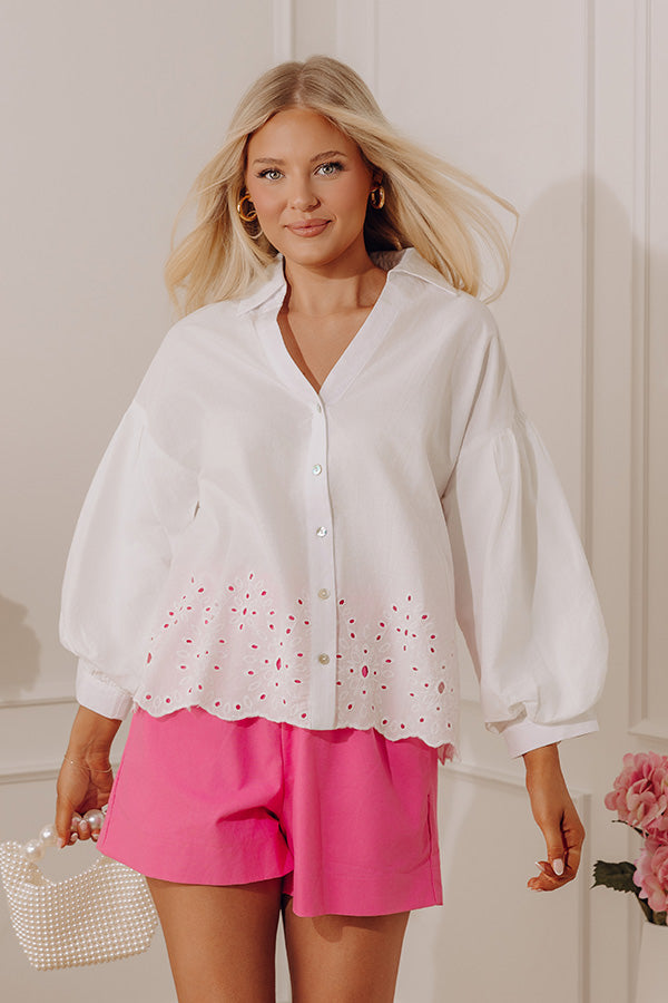 Kind Gesture Eyelet Top in White Image - 1