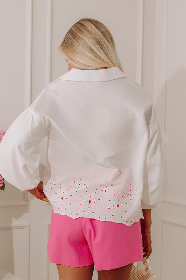 Kind Gesture Eyelet Top in White Image - 4