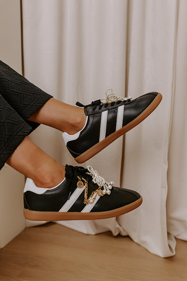 The Kimber Faux Leather Charm Sneakers in Black