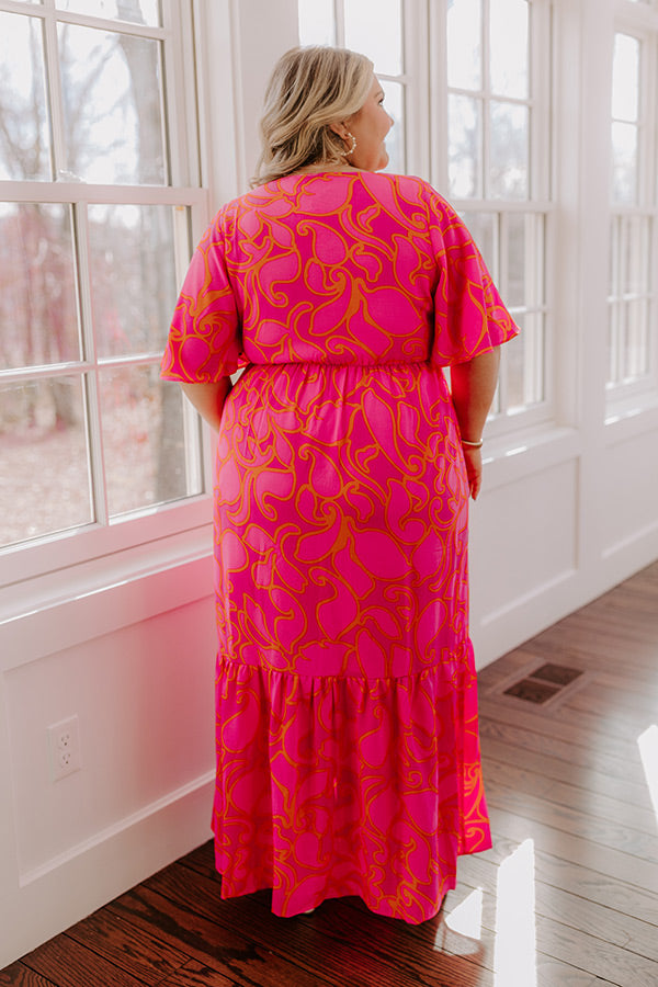 Sailboat Soiree Floral Maxi Dress in Hot Pink Curves